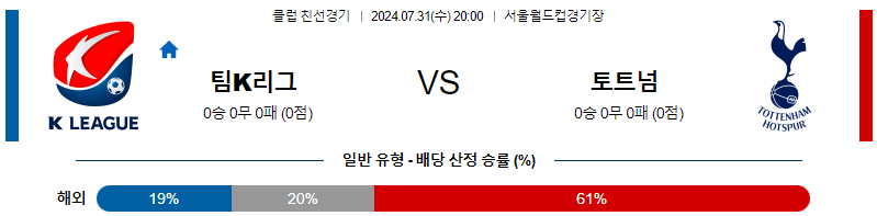 K올스타 토트넘 친선경기분석 해외스포츠 무료중계 7월31일