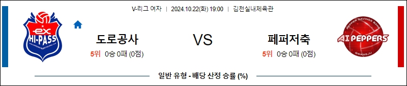 한국도로공사 페퍼저축은행 【 V-리그(여) 】분석 스포츠중계 20241022